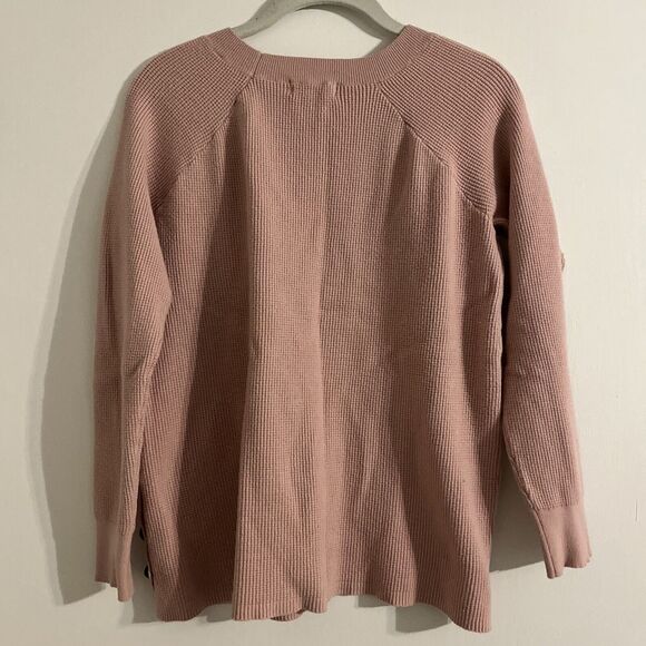 The Nines Mauve Dusty‎ Pink Textured Sweater Side Buttons Women's Medium - Picture 6 of 8